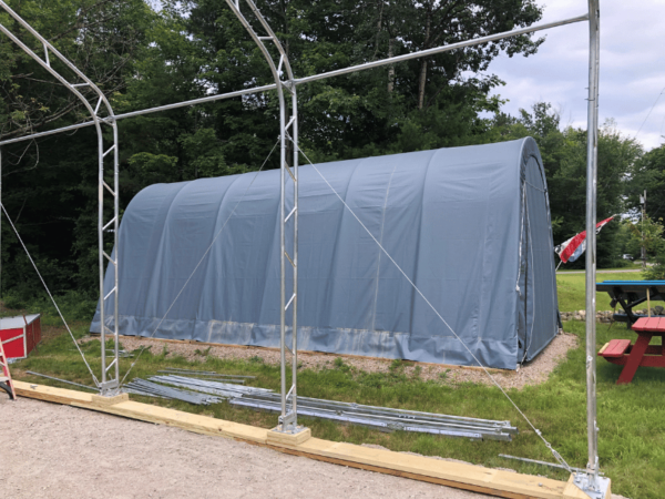 side view 14x36 boat and RV shelter