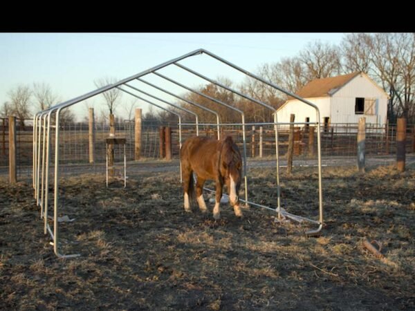 Livestock shelters peak frame run in