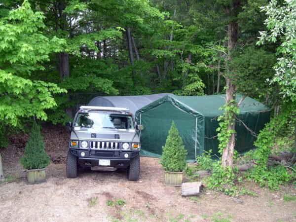 12X20 portable garage with Hummer