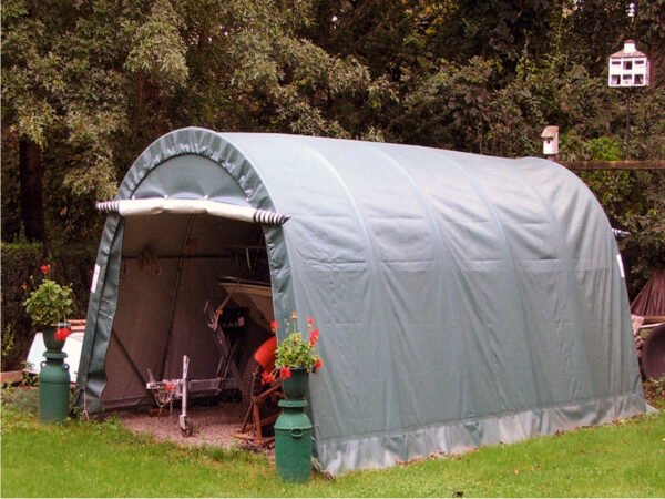 12x20 round boat portable garage gray