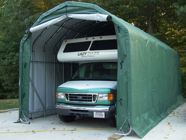 Barn style portable garage for RV