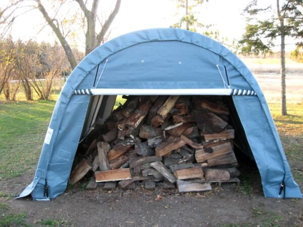 12x20 round one car portable wood shed gray