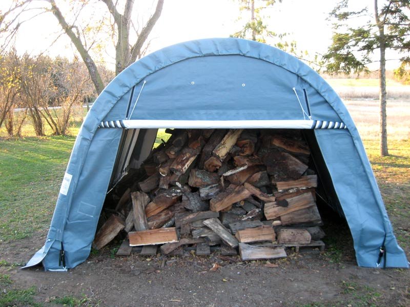 12x20 round one car portable wood shed gray