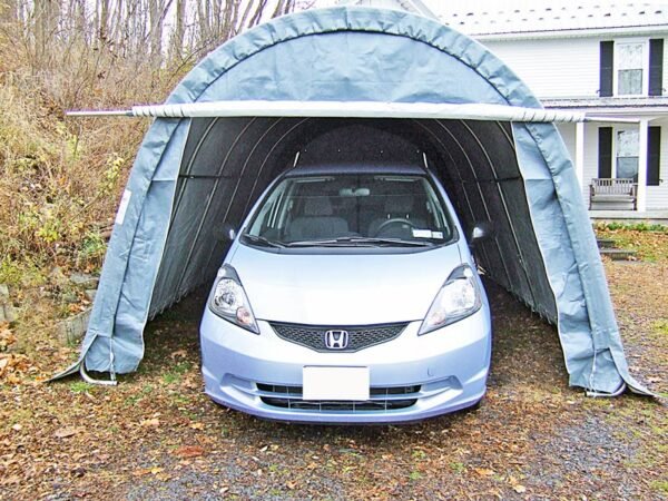 12x20 round one car portable garage gray