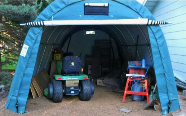 12x20 round portable garage workshop open