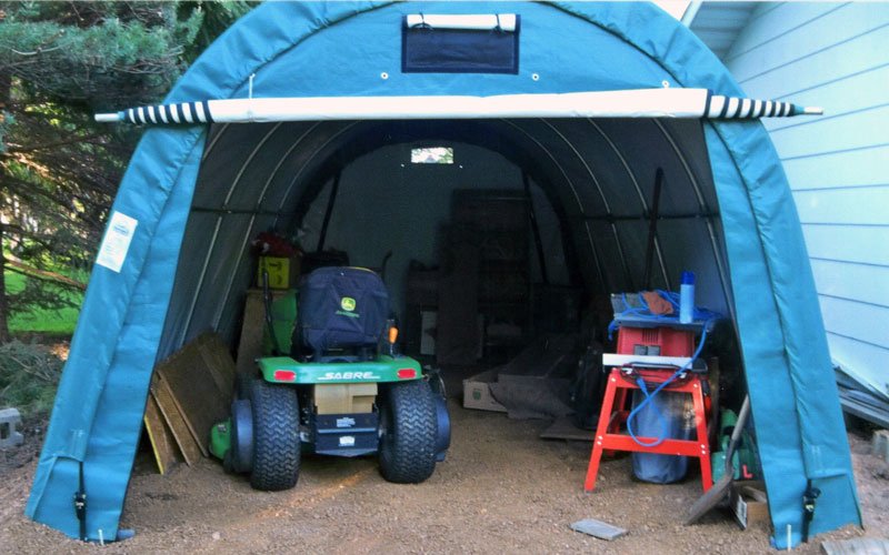 12x20 round portable garage workshop open