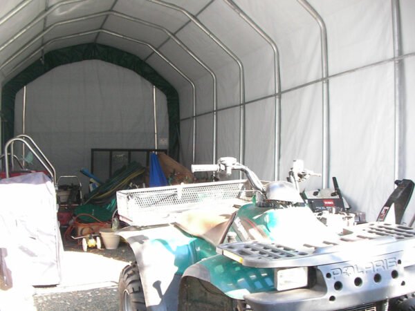 Barn style portable garage interior