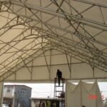 65x49 truss fabric tension building roof view